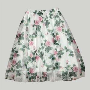 Chicwish Timeless Rose Pink Floral Mesh Tulle Midi Skirt